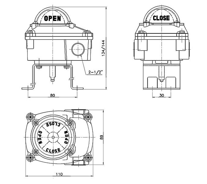 Limit switch box dimension