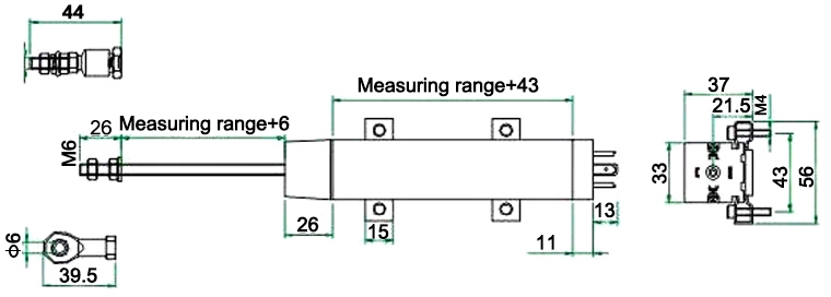Linear displacement sensor dimension