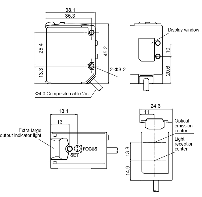 Long distance color sensor dimension