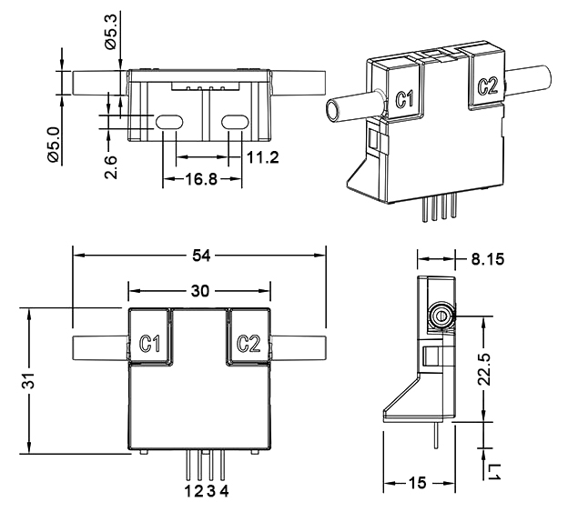 Low air flow sensor dimension