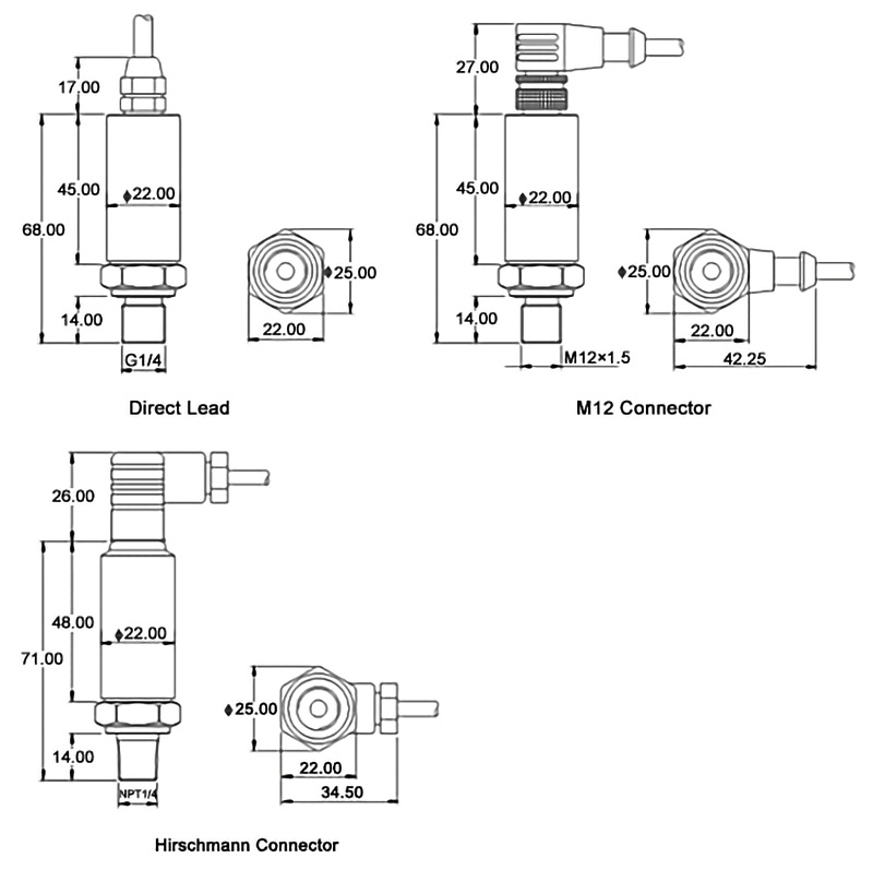 Low pressure transmitter dimensions
