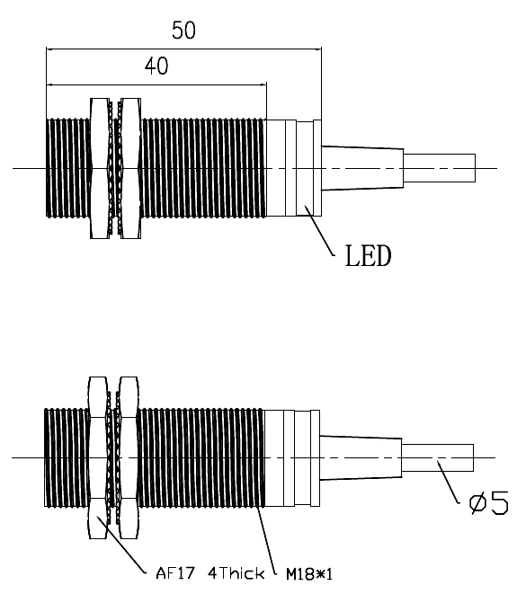 M18 magnetic proximity sensor dimension