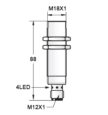 M18 photoelectric sensor dimension