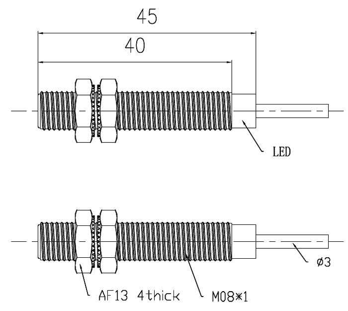 M8 magnetic proximity sensor dimension