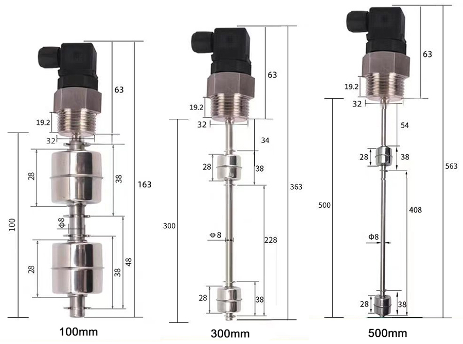 Magnetic float level switch small dimension