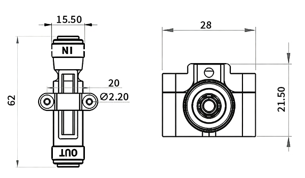 Magnetic flow switch dimension