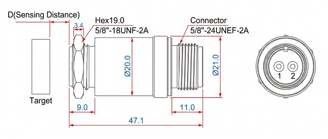 Magnetic pickup speed sensor dimensions diagram