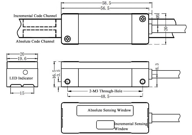 Magnetic scale linear encoder dimension