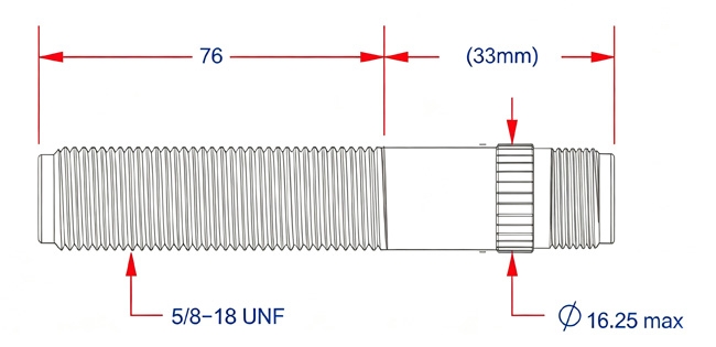 Magnetic speed sensor dimension diagram showing thread and length specifications