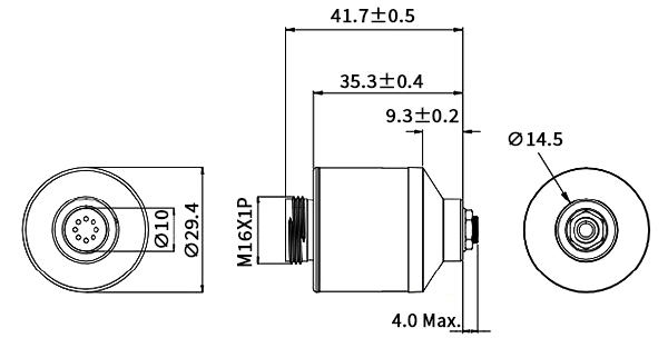 Medical oxygen sensor 08 dimension