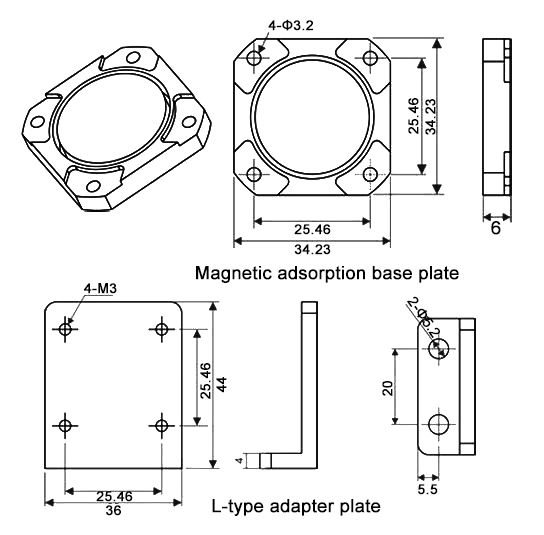 MEMS accelerometer sensor adsorption base plate dimension
