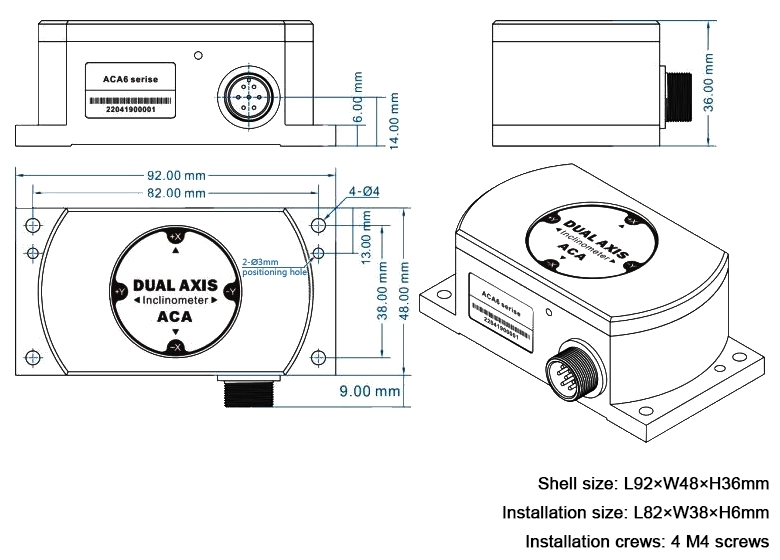 MEMS inclinometer sensor dimension