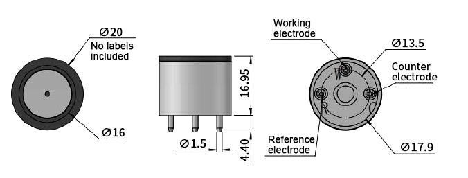 Methanol gas sensor dimension