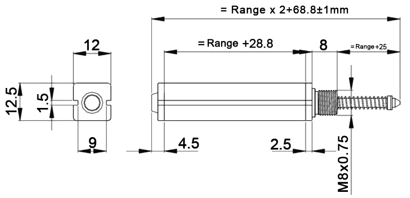 Micro displacement sensor dimension