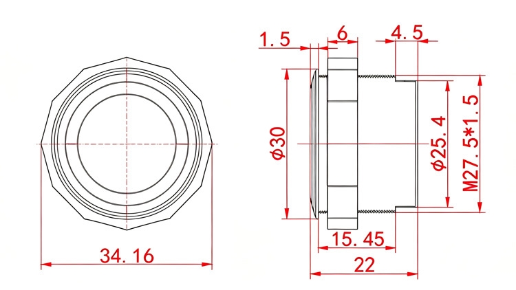 Dimension diagram of microwave motion sensor showing size specifications