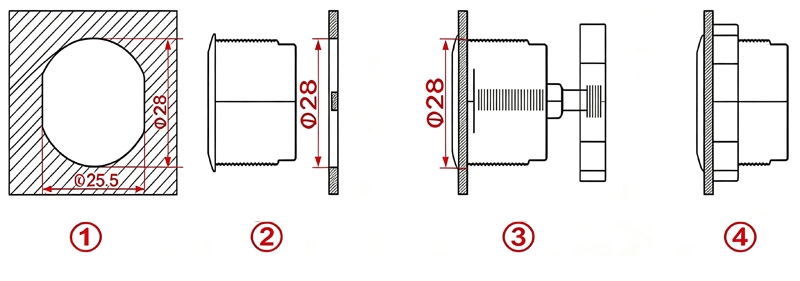 Installation diagram showing mounting steps for microwave motion sensor
