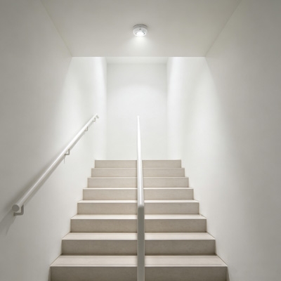 Microwave movement sensor for stairwells.