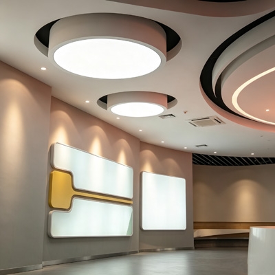 Microwave sensors for lighting installed in an exhibition hall