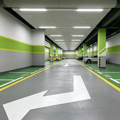 Microwave sensors for lighting installed in a parking garage