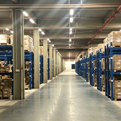 Microwave sensors for lighting used in a warehouse