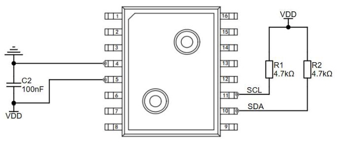 Mini differential pressure sensor digital electrical connection