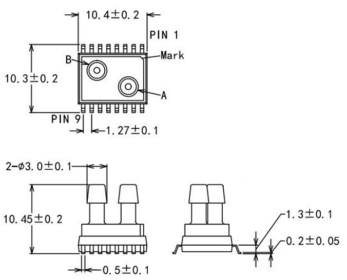 Mini differential pressure sensor dimension