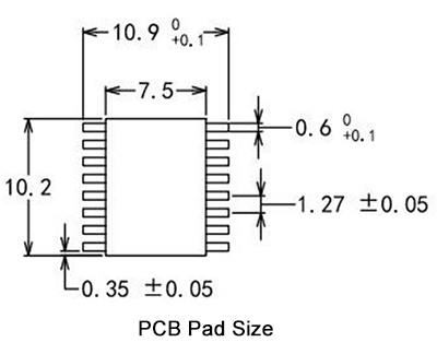 Mini differential pressure sensor pcb pad size