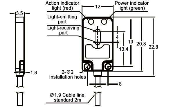 Mini photoelectric sensor dimension