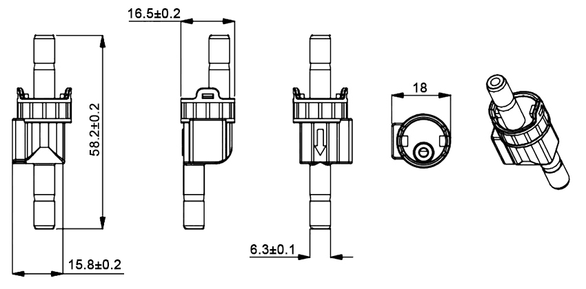 Mini water flow sensor dimension