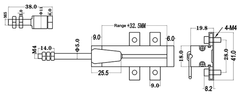 Miniature displacement sensor dimension