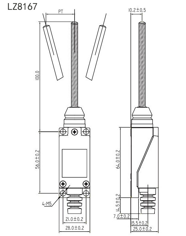 Miniature limit switch dimension spring rod