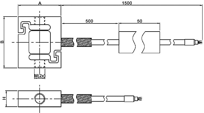 Miniature load cell tension compression dimension