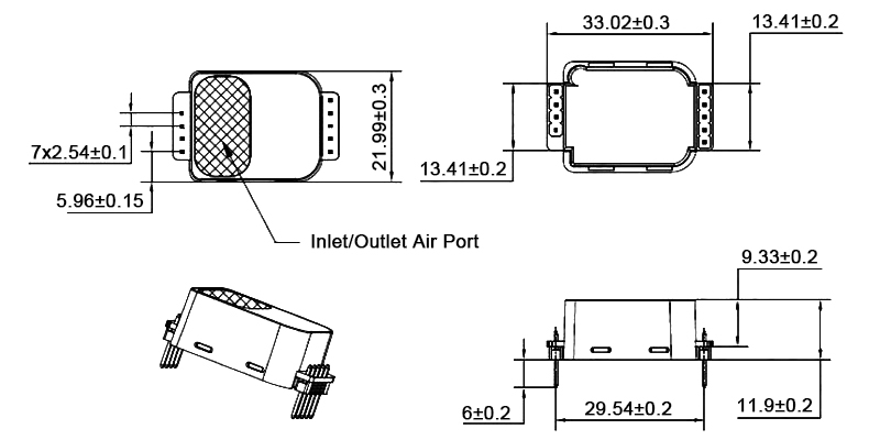 NDIR co2 sensor module dimension