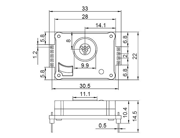 NDIR gas sensor dimension