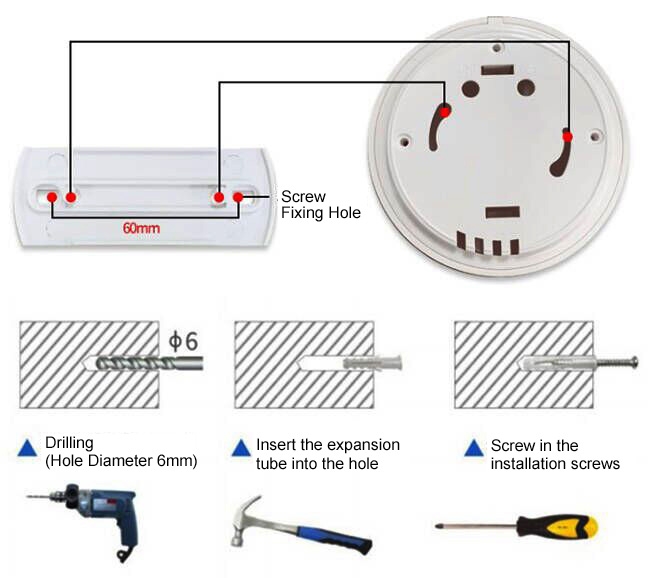 Noise sensor ceiling mounted installation