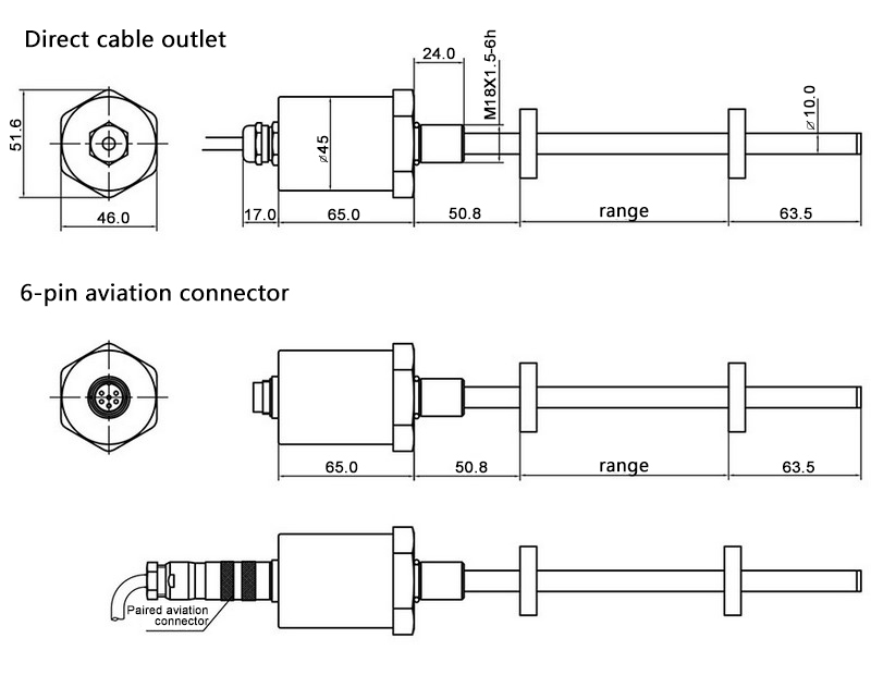 Non contact displacement sensor dimension