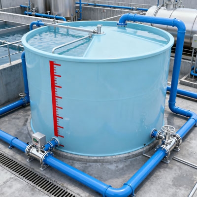 Non contact ultrasonic level sensor for water treatment plant