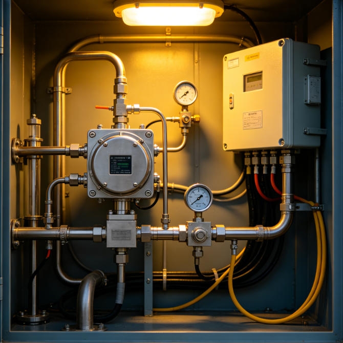 Oil and gas analyzer shelter interior signal context