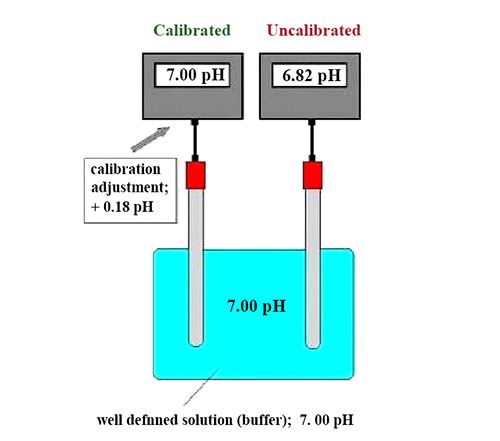 Online pH electrode calibration