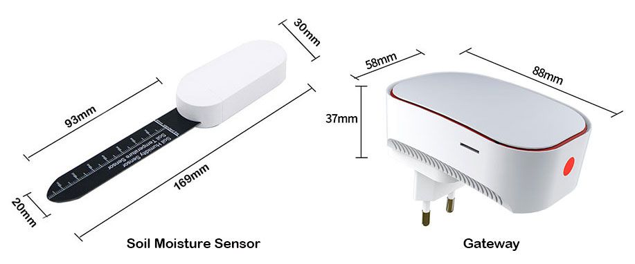 Outdoor soil moisture sensor and gateway dimension