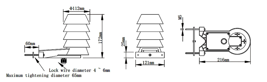 Outside temperature and humidity sensor size