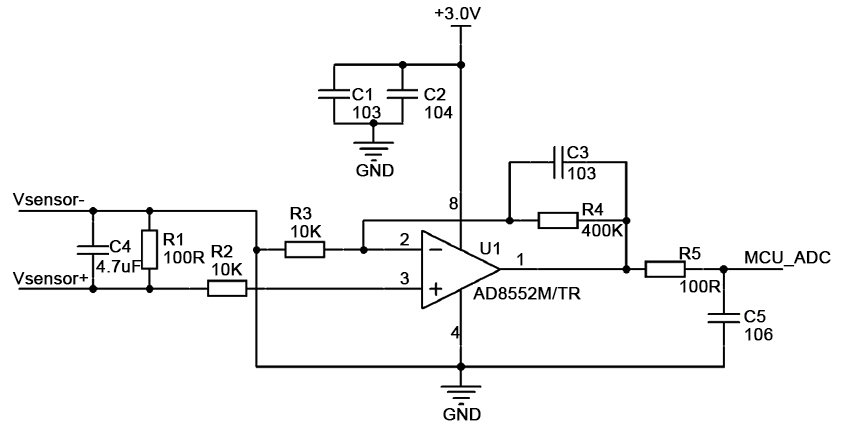 Oxygen concentration sensor application circuit diagram