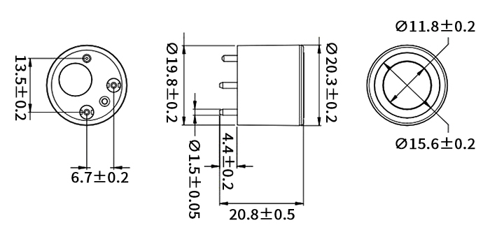 Oxygen concentration sensor dimension