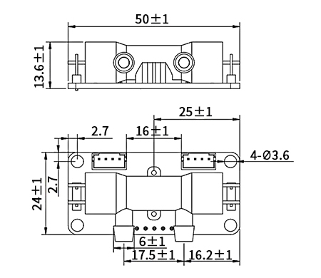 Oxygen flow sensor dimension