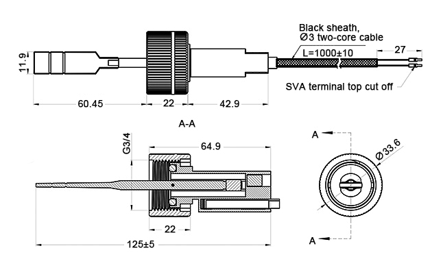 Paddle type flow switch dimension