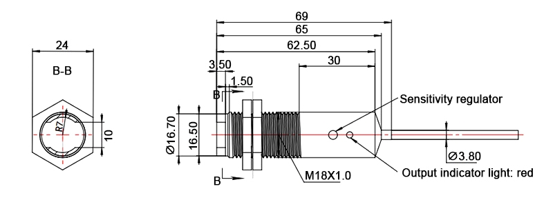 Photoelectric switch sensor dimension