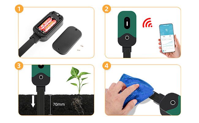 Plant soil moisture sensor usage process
