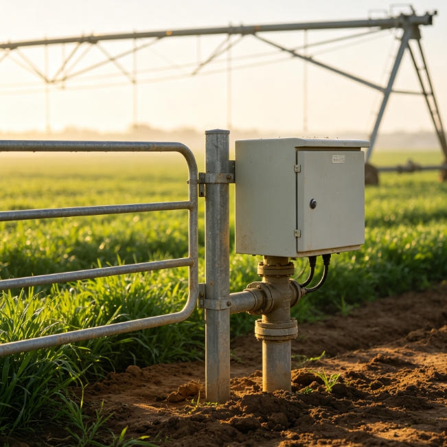 Magnetic stroke sensors installed on outdoor agricultural machinery to monitor hydraulic piston travel and verify implement coupling status before field operations begin.