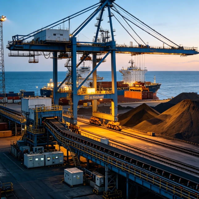 Port crane and bulk conveyor heavy-duty signal isolator deployment