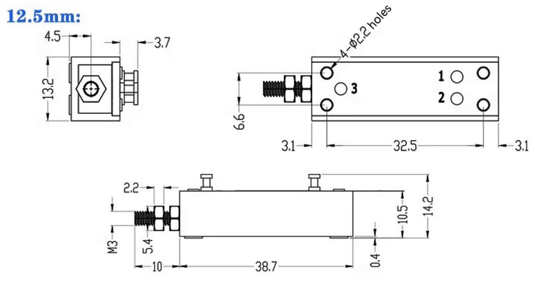Potentiometric displacement sensor 12.5mm dimension